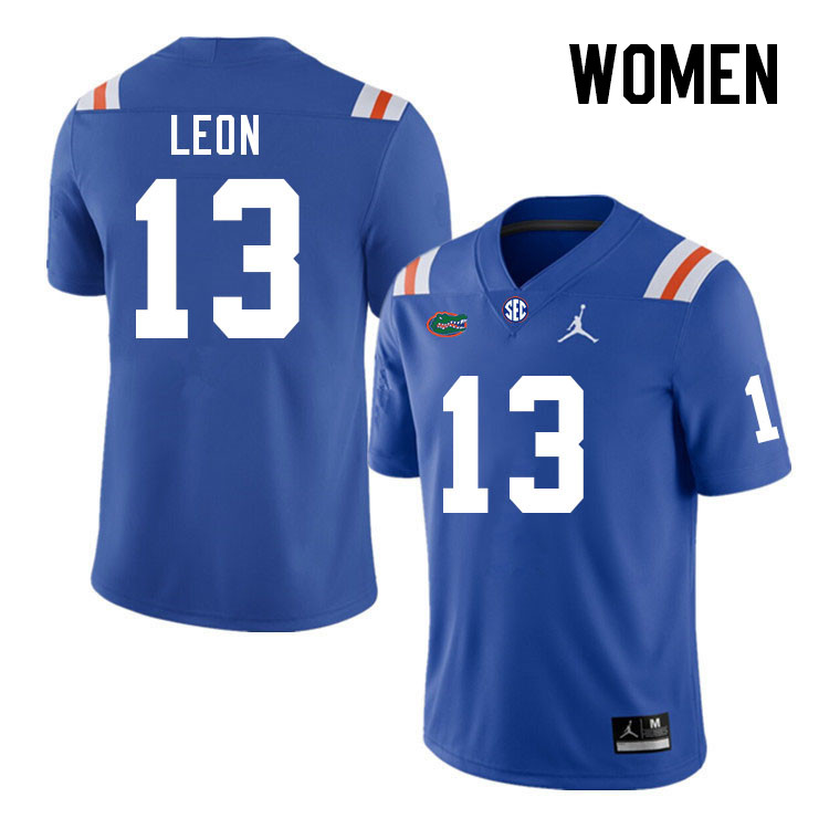 Women #13 Micah Leon Florida Gators College Football Jerseys Stitched-Retro